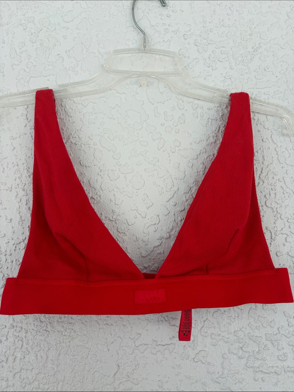 SKIMS Red Ribbed V-Neck Bra size 2X